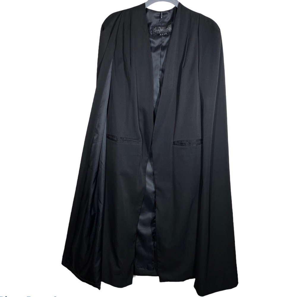 Haoduoyi Trench Cape Cloak Blazer Black Sz US 12 - Picture 7 of 11